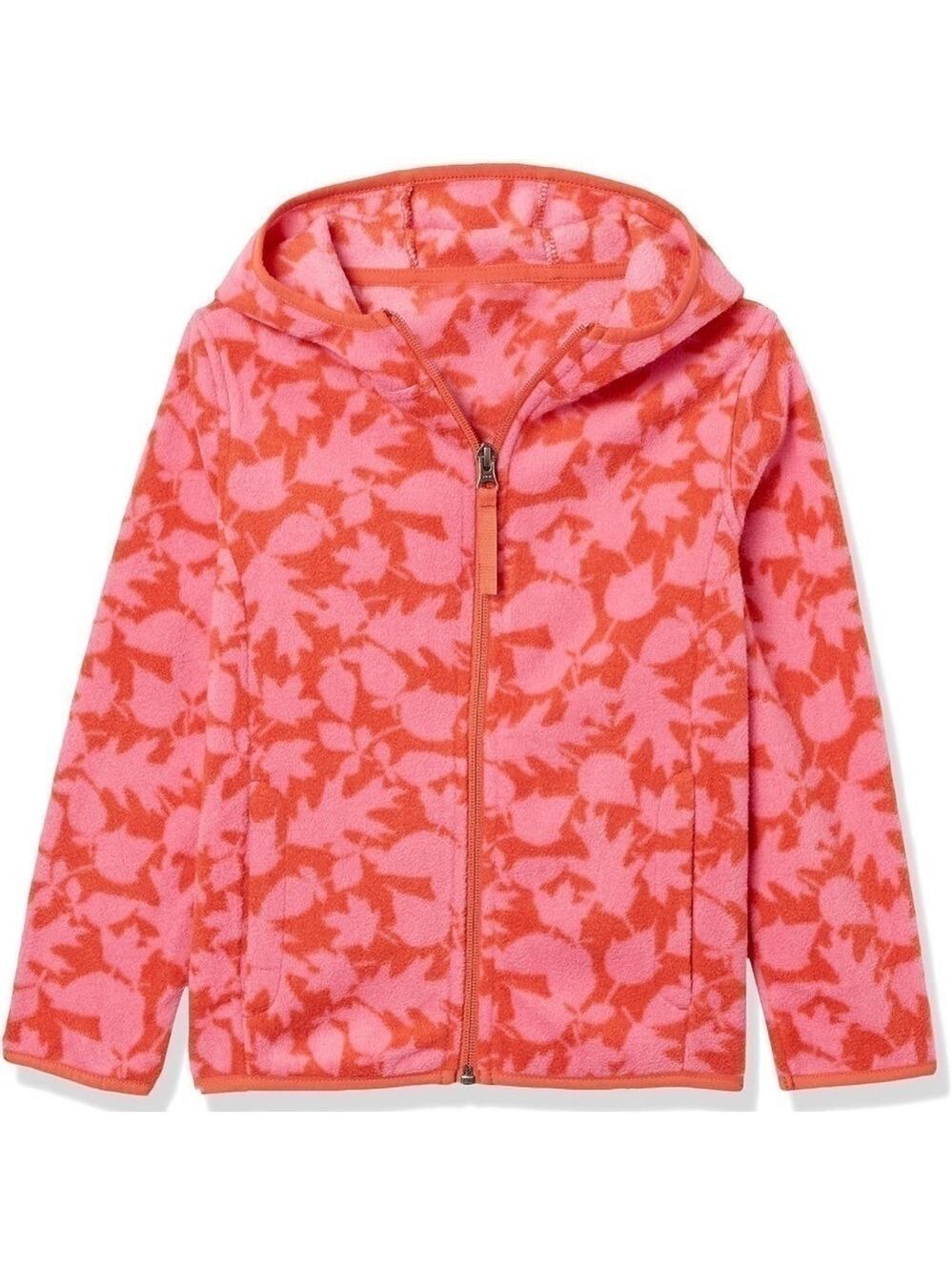 Amazon Essentials pink print lightweight fleece full zip hooded jacket